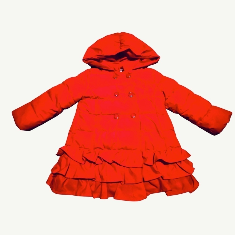 Gymboree Olivia Ruffle Red Quilted Puffer Toddler Coat 12-24 months